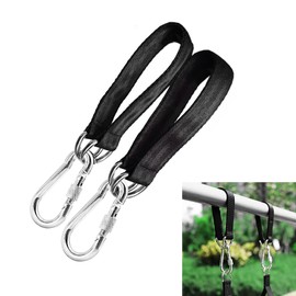 Batheidon Pack of 2 Hammock and Swing Attachment Straps, Durable Nylon Suspension with 2 Carabiners and 2 D-Rings for Safe and Easy Mounting of Hanging Chairs and Swings