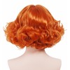 Rugelyss Short Curly Wavy Auburn Copper Red Wig with Bangs