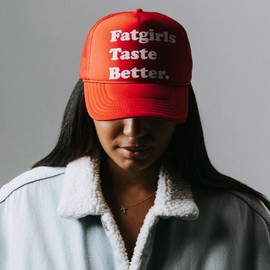 Fatgirls Taste Better Signature Red Embroidered Trucker Hat for Men & Women