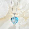 FJ Love Heart Aquamarine Necklace 925 Sterling Silver Butterfly Necklace