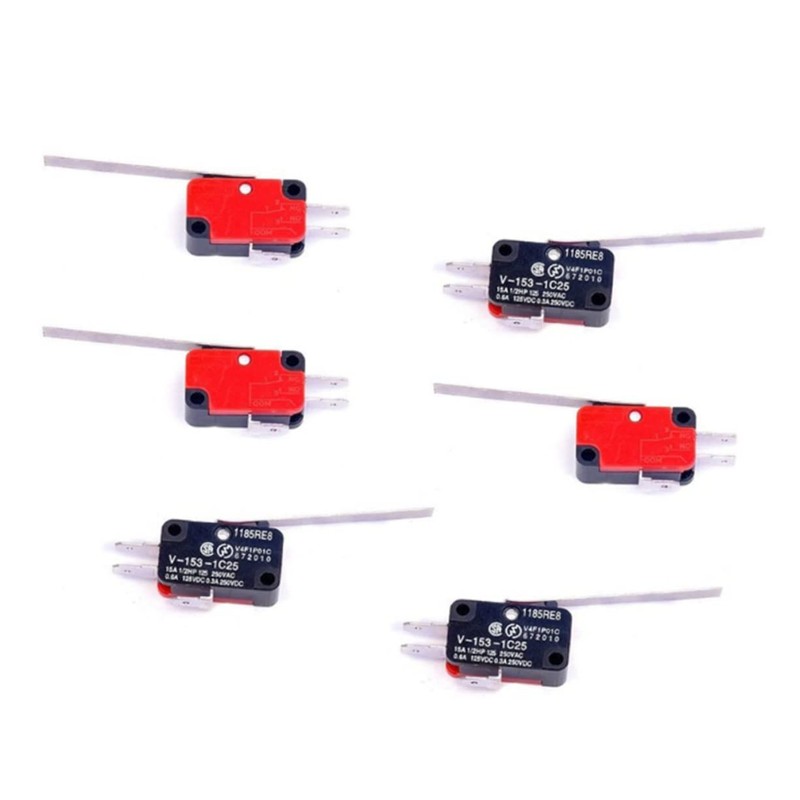 TEHAUX V-153-1c25 6pcs Micro Electric Travel Switches Waterproof Momentary Push