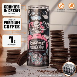 Bones Coffee Company Cookies N' Dreams Latte Flavored Coffee, Medium Roast Ready To Drink Iced Coffee in Can, 11 Fl Oz Can (4 Pack)