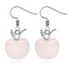 JunyiDIY Apple Pendant Earrings for Women | Pink Rose Quartz