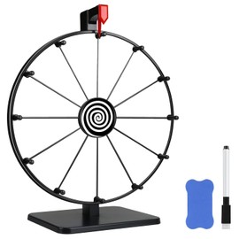 Pionites 12 Inch 12 Slots Prize Wheel Tabletop Fortune Spin with Dry Erase Marker and Eraser for Engaging Home Parties, Trade Show, Carnival Events (12''12Slots White)