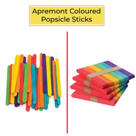 APREMONT Apremont 200 pcs Colored Wooden Craft Sticks, Popsicle Stick, Arts and Crafts, Best for DIY Games Making, Building Designs or Kids Education, 4.5 inch Long (4.5 Inches, Mixed Colors)