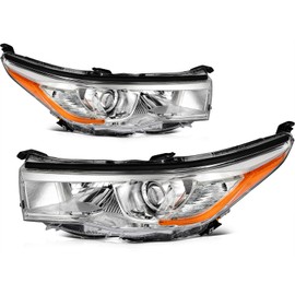 SELEAD Headlight Assembly Fit 2015-2017 for Toyota Highlander Pair Headlights Chrome Housing clear lens OE:81170-0E180