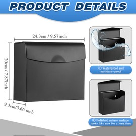 Zonon Sanitary Napkin Receptacle,Wall Mounted Tampon Holder Stainless Steel Sanitary Napkin Disposal Receptacle Sanitary Bins for Odor Free Bathroom Home Restroom(4 Pcs), black