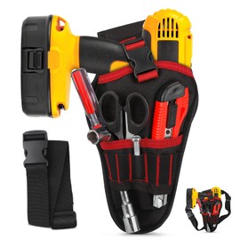 Hippodance Tool Bag Belt, Electrician Drill Holder Belt Waist Pockets Hanging Bag for Wrenches Hammer Screwdriver Most T-Handle Drills
