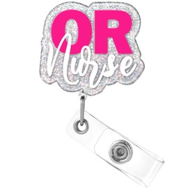 Plifal OR Nurse ID Badge Reel Holder Retractable - Alligator Clip for Nursing, Rose Cute Operating Nurse Acrylic Name Tag Reels Hospital Student Work Accessories