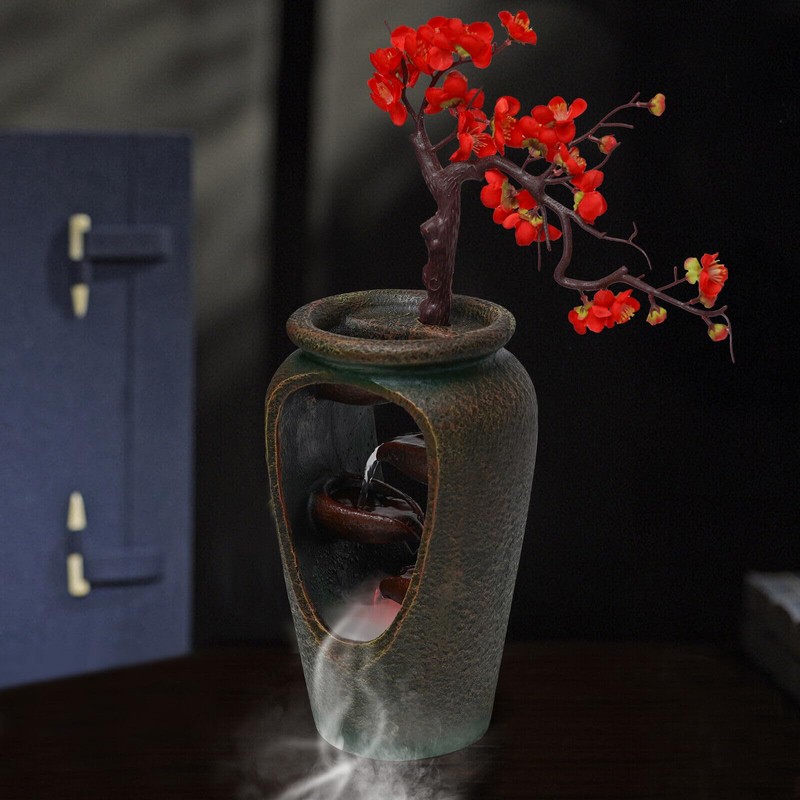 20Inch Tabletop Decorative Flower Vase Style Bonsai Waterfall Humidifier with