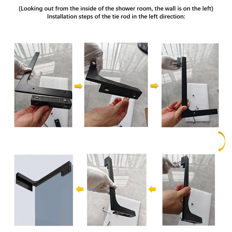 AatrixQuayn Shower Glass Support Bar, Both Sides Available, Frameless Bathroom