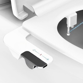 Ultra-Thin Bidet Attachment for Toilet with Non-Electric Self-Cleaning Water Pressure Adjustable Dual Nozzles for Rear & Front Wash, Easy Installation – Fits Most Toilets