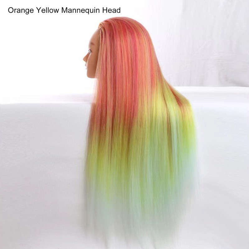 Hairdressing Mannequin Head Synthetic Braiding Hair Hairdresser Head Gradient Orange