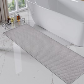 AMOAMI Bath-Mat,Ultra Thin Bathroom Rugs Runner,Rubber Backed Bath Mats for Bathroom Non Slip,Absorbent Bath Rug for Bathroom Floor, Shower, Sink 2'x 6'(24" x 70") Grey