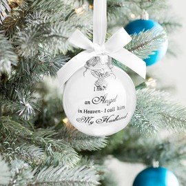 Christmas Memorial Feather Ball - I Have an Angel in Heaven I Call Her/Him Mom/Dad/Husband/Son//Brother/Sister Loss of Loved One Hanging Pendant Xmas Tree Décor Sympathy Gift