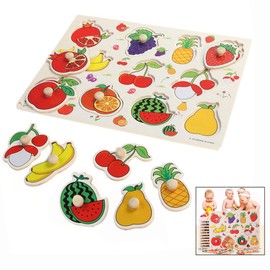 LHKJ Wooden Puzzle Deluxe Classic Hook Puzzle Fruit Toy Educational Game for Baby Toddlers