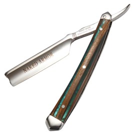 Naked Armor Safir Straight Razor - Shave Ready Japanese Stainless Steel Straight Razors for Men with Sandalwood Scale, Case Included, Close Shave