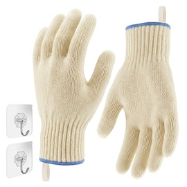 Flintronic Oven Gloves Heat Resistant, Heat Resistant Gloves for Cooking, Double-Layer Non-Slip & Reusable Kitchen Oven Gloves with Fingers Grill Glove for Cooking, Baking, Grilling-1 Pair