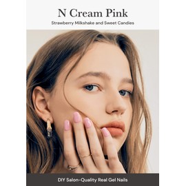 ohora Semi Cured Gel Nail Strips (N Cream Pink) - Pink, Solid, Works with Any UV/LED Lamps, Salon-Quality, Long Lasting, Easy to Apply & Remove - Includes 2 Prep Pads, Nail File & Wooden Stick | ohora