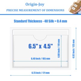 Origin-Joy 25 PCS Self-Adhesive Index Label Pockets, Clear Plastic Peel & Stick Card Holders with Top Open for Loading (6.5 x 4.5 inch)