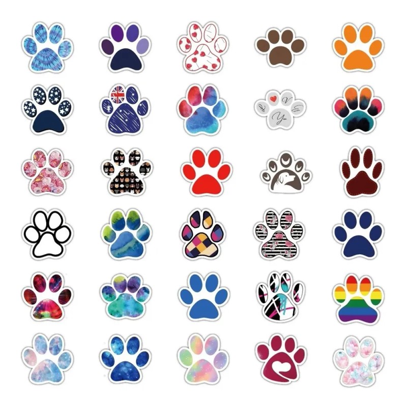 Patitas Perrito 60 Calcomanias Stickers De Pvc Contra Agua