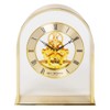 Wm Widdop Gold Effect Arch Mantel Clock with Skeleton Movement