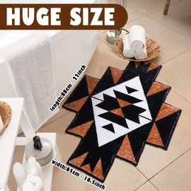 Tinideya Western Aztec Bath Rug Non Slip Water Absorbent Bath Mat Decorative Washable Geometric Bathroom Rug for Indoor Living Room Bedroom Kitchen Decor