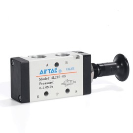 Push-Pull Valve AirTAC 4L210-08 1/4" NPT 5/2 Way Hand Lever 2 Position 5 Way Pneumatic Air Manual Control Direct Acting Type 0-145 PSI