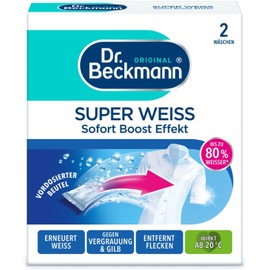 Dr. Beckmann Super White | Removes Grey Veil | Helps Against Yellowing | The Laundry Will Be Bright White Again | 2 x 40 g