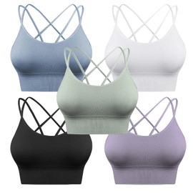 Sykooria Sports Bras for Women High Support 5 Pack Yoga Bra Padded Sports Bra Thin Strap Workout Bra