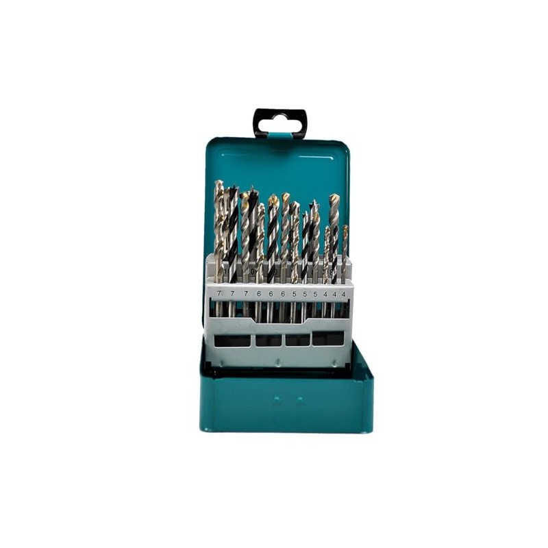 Makita D-47173 Mixed Drill Set Metal Box - Multi-Colour (18-Piece)