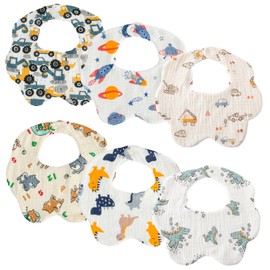 GoUseGo Bib, Baby Boy, Girl, Set of 6, Petals, Gauze Fabric, Baby, Meal Style, 1 Years, 2 Years, 3 Years, Soft, Cotton, Absorbent, Breathable, Baby Food, Toddler, Nursery School, Kindergarten,