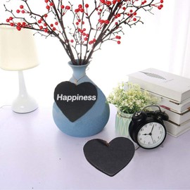 Eyech 15Pcs Mini Heart Shaped Chalkboard Sign Hanging Double Sided Blackboard Message Board Hanging Signs for Signs, Weddings, Parties, Home, Garden Decorations