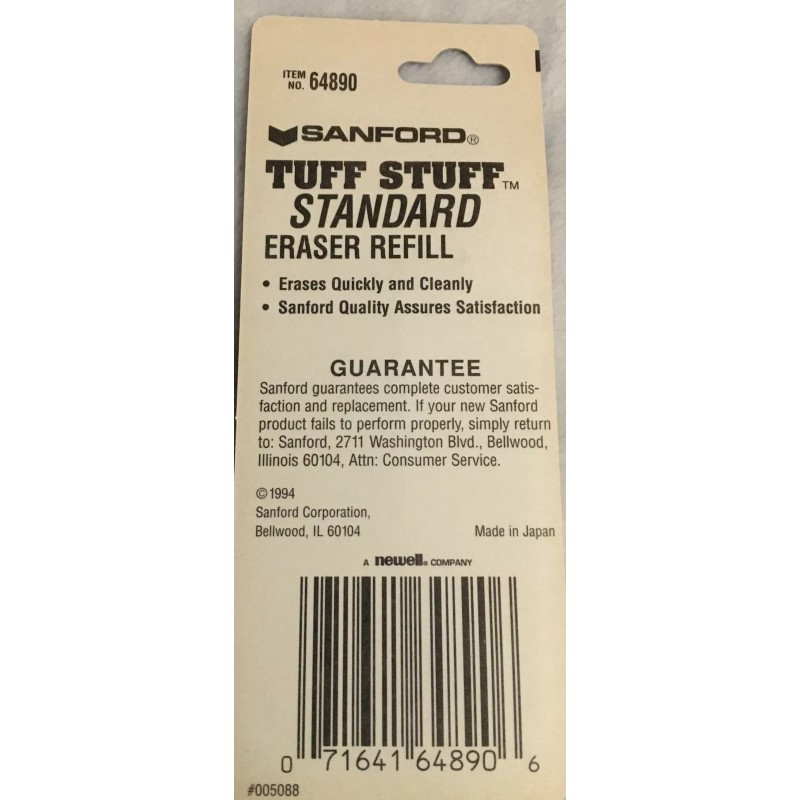 Sanford Tuff Stuff Eraser Refill 5 Erasers In 1 Tube