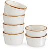 ONEMORE Ceramic Ramekins - 8oz, Set of 6 - Oven, Dishwasher Safe Baking Cups - Bowls for Creme Brulee, Souffle, Ice Cream and Fruits - Creamy White