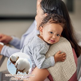 Yoofoss Muslin Nappies Burp Cloths Set of 5 65 x 65 cm Muslin Cloths 100% Cotton Cloth Nappies Absorbent Folding Nappies for Baby Boil-Proof Premium Quality Apricot