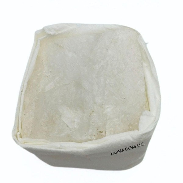 Karma Gems Raw White Quartz Flat Stone - Heals Emotional