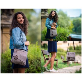 LECONI LE3027-VL Women's Crossbag Suede Real Leather Natural Women's Shoulder Bag Casual Bag for Women Suede Handbag 29 x 29 x 6 cm - Grey -