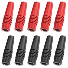 Faizpors 10x 4mm Copper Socket Banana Plug Banana Hose Insulated Plug Adapter, for Banana Plug Speaker Amp Connection Socket Black Red