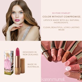 Karen Murrell - Natural Lip Stick 03 Pink Starlet - Pink Lipstick - Matte Finish, 100% Natural Ingredients, Moisturizes & Hydrates Lips - Paraben & Cruelty Free