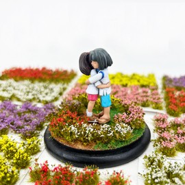 Woohome Static Grass Tuft Model Grass Tufts, 32 PCS Railway Artificial Grass Purple Bushy Tuft Flower Cluster Vegetation Groups for DIY Architecture Building Model Train Landscape Railroad Scenery