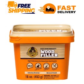 Gorilla All Purpose Wood Filler, Natural Finish, 16 Ounce Tub