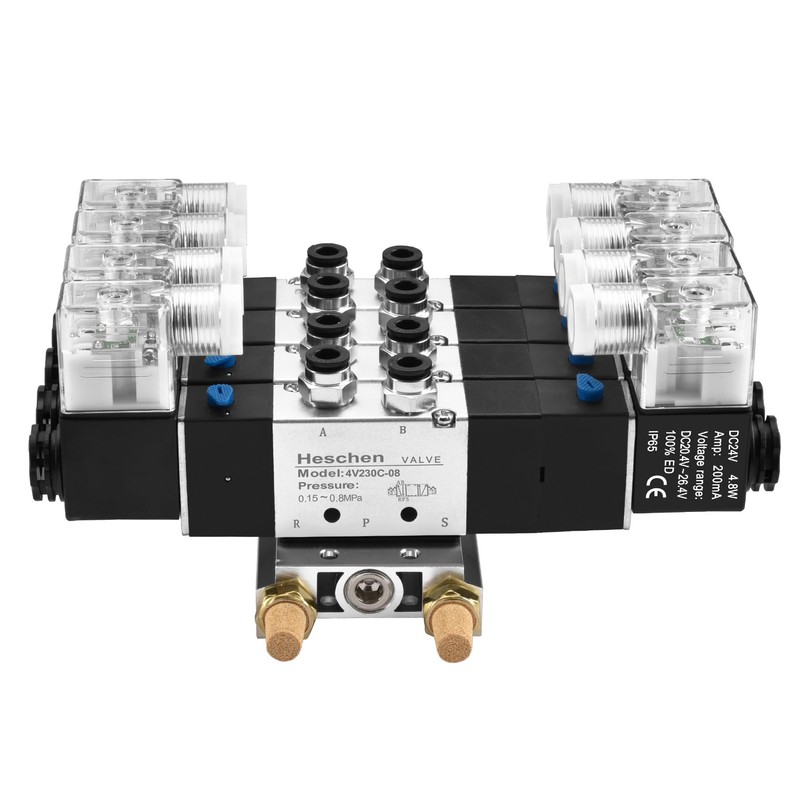 Heschen Electrical Pneumatic 4 Solenoid Valve, 4V230C-08, 24VDC, PT1/4, 5