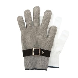 Point-Virgule Cut Protection Gloves Kitchen Oyster Gloves 2-Piece Set Stainless Steel Large