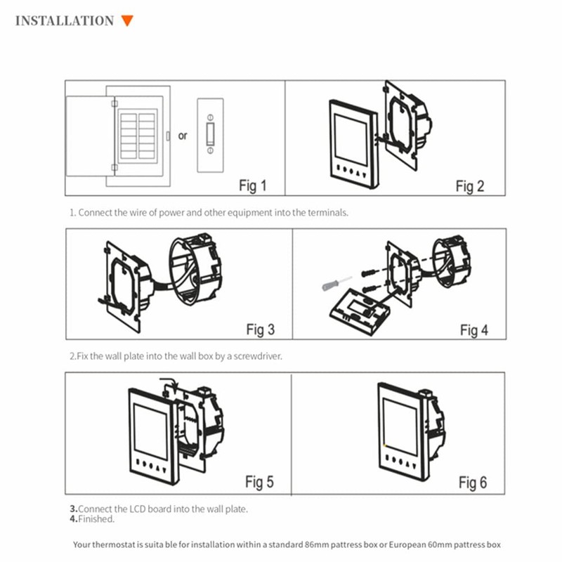 Funien Thermostat 5A 110-230 V Weekly Programmable LCD Display Touch
