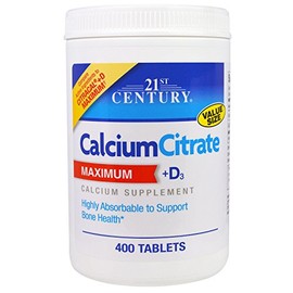 21st Century Calcium Citrate + Vitamin D Caplets - 400 ct, Pack of 3