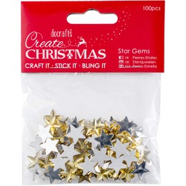 Create Christmas Star Gems Sequins, 100 Pieces Gold, Star Table Sprinkles Confetti, Crafts, Glitter Confetti Sequins Star, Table Decoration For Christmas, Winter Wedding Birthday Party