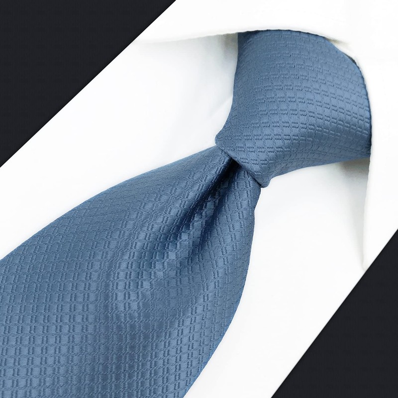 [S&W SHLAX&WING] Men's Necktie Set Steel Blue Solid Color, 2.4