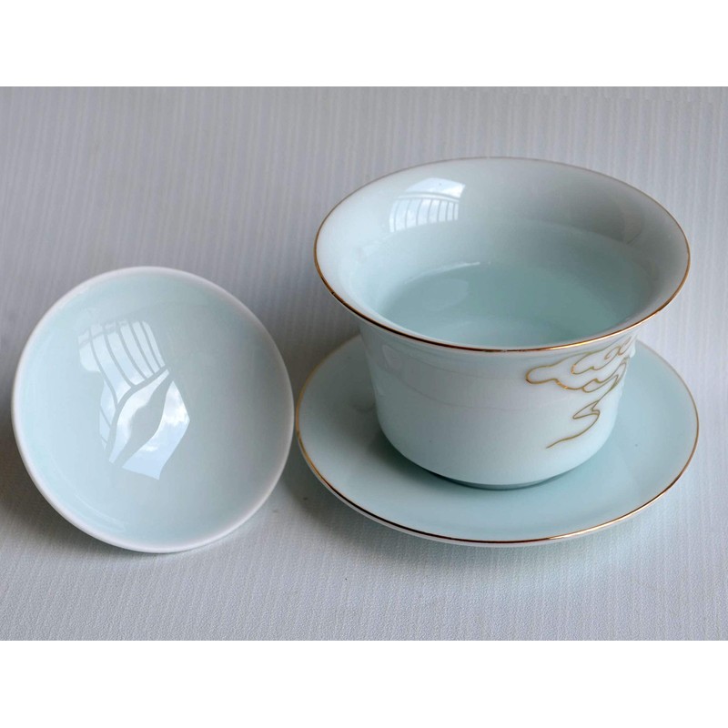 Gaiwan Chinese 6oz Sancai Terrine Tray Cup Tea Set Bowl
