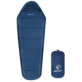 REDCAMP Ultra Lightweight Mummy Sleeping Bag for Adults with Double Zipper, Breathable Nylon Fabric, Comfortable Ultralight Sleeping Bag for Backpacking, Hiking and Camping for Keeping Warm, Navy